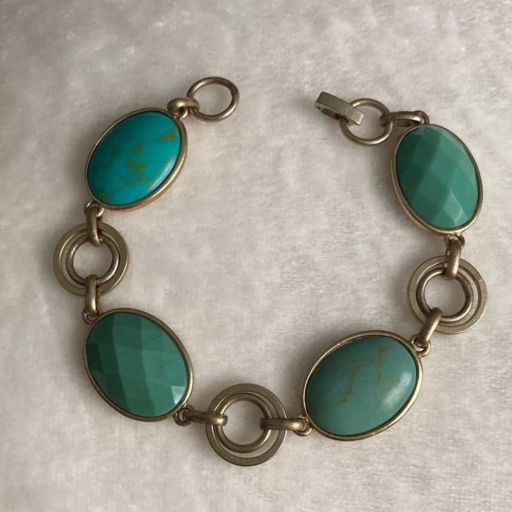 Liz Claiborne Teal and Gold Bracelet